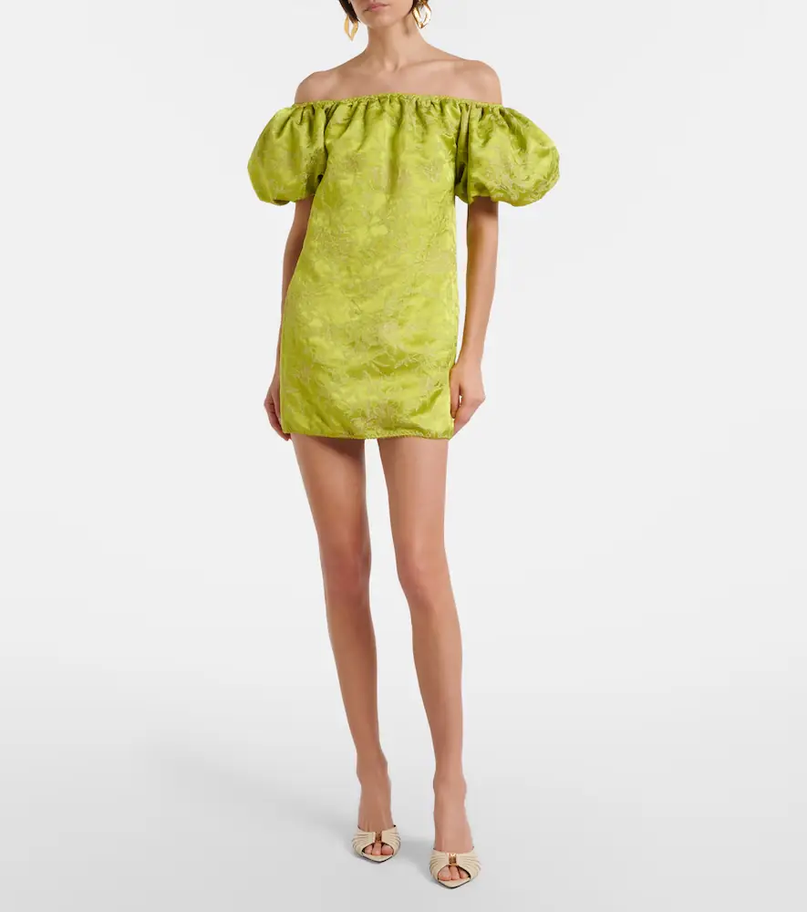 Saint Laurent Embroidered duchess satin minidress | Thumbnail 4 Saint Laurent Embroidered duchess satin minidress | Thumbnail 4