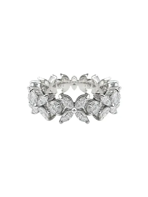 2.12ct Diamond 18K Gold Flower Band Ring