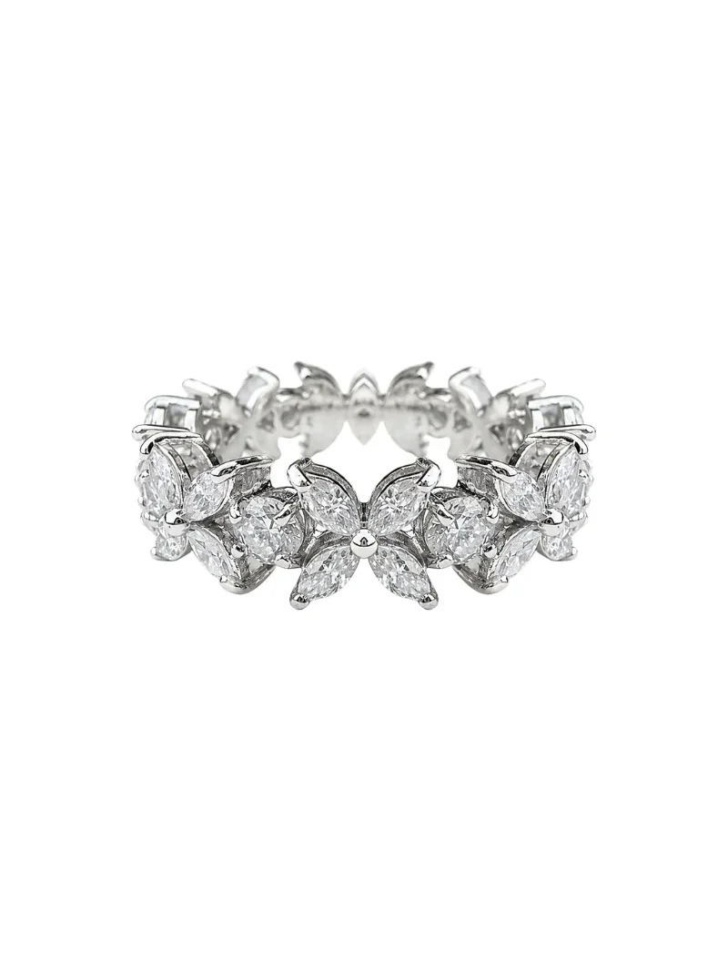 2.12ct Diamond 18K Gold Flower Band Ring