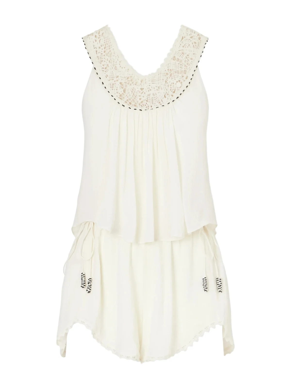 Nilany Lace-trimmed Silk-crepe Playsuit Nilany Lace-trimmed Silk-crepe Playsuit