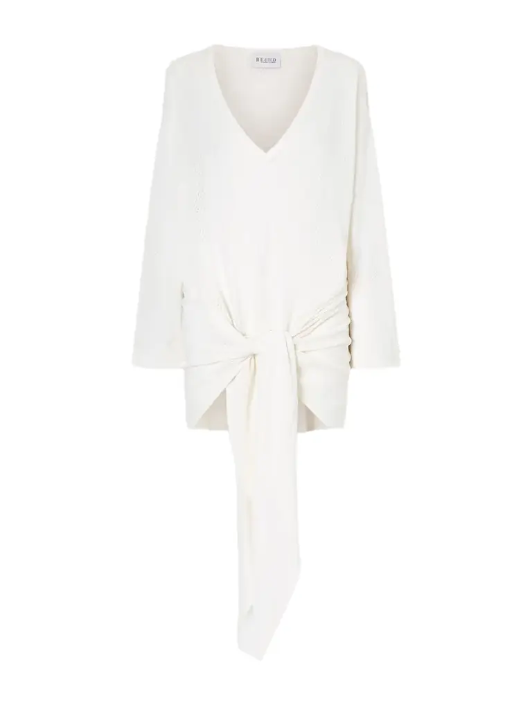 The Attico Knotted Perforated Jersey Mini Dress | Image 1 The Attico Knotted Perforated Jersey Mini Dress | Image 1