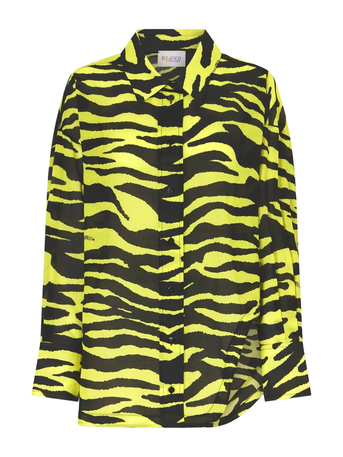 Asymmetric Animal-print Cotton Shirt