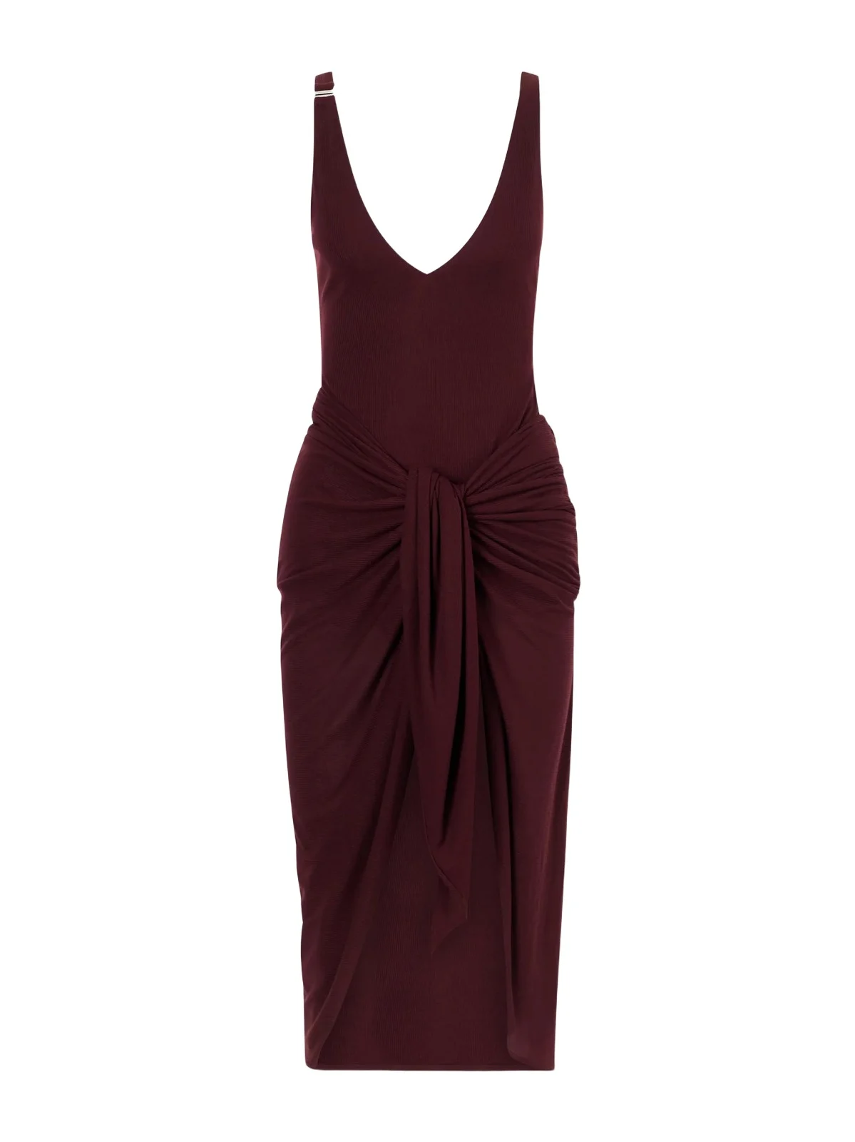 The Attico Knotted Ribbed Lyocell Midi Dress