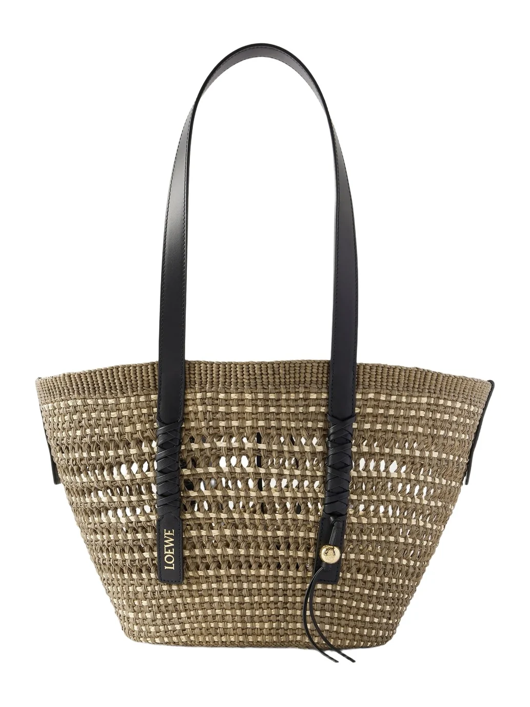 + Paula's Ibiza Braid Medium Leather-trimmed Raffia Tote + Paula's Ibiza Braid Medium Leather-trimmed Raffia Tote
