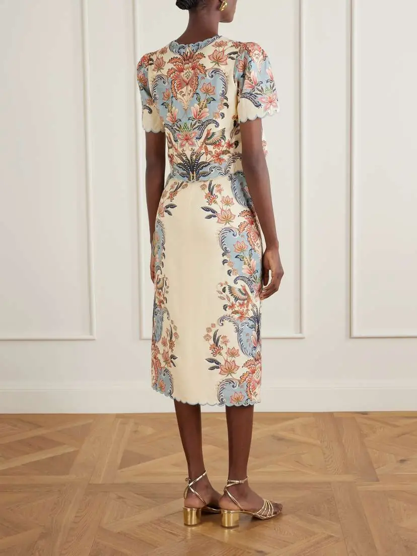 Farm Rio Cropped Floral-appliquéd Printed Linen Top | Thumbnail 3