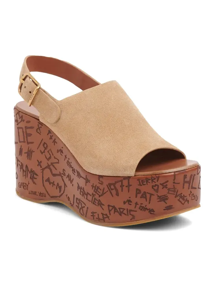 Suede Maxime Platform Wedge Sandals