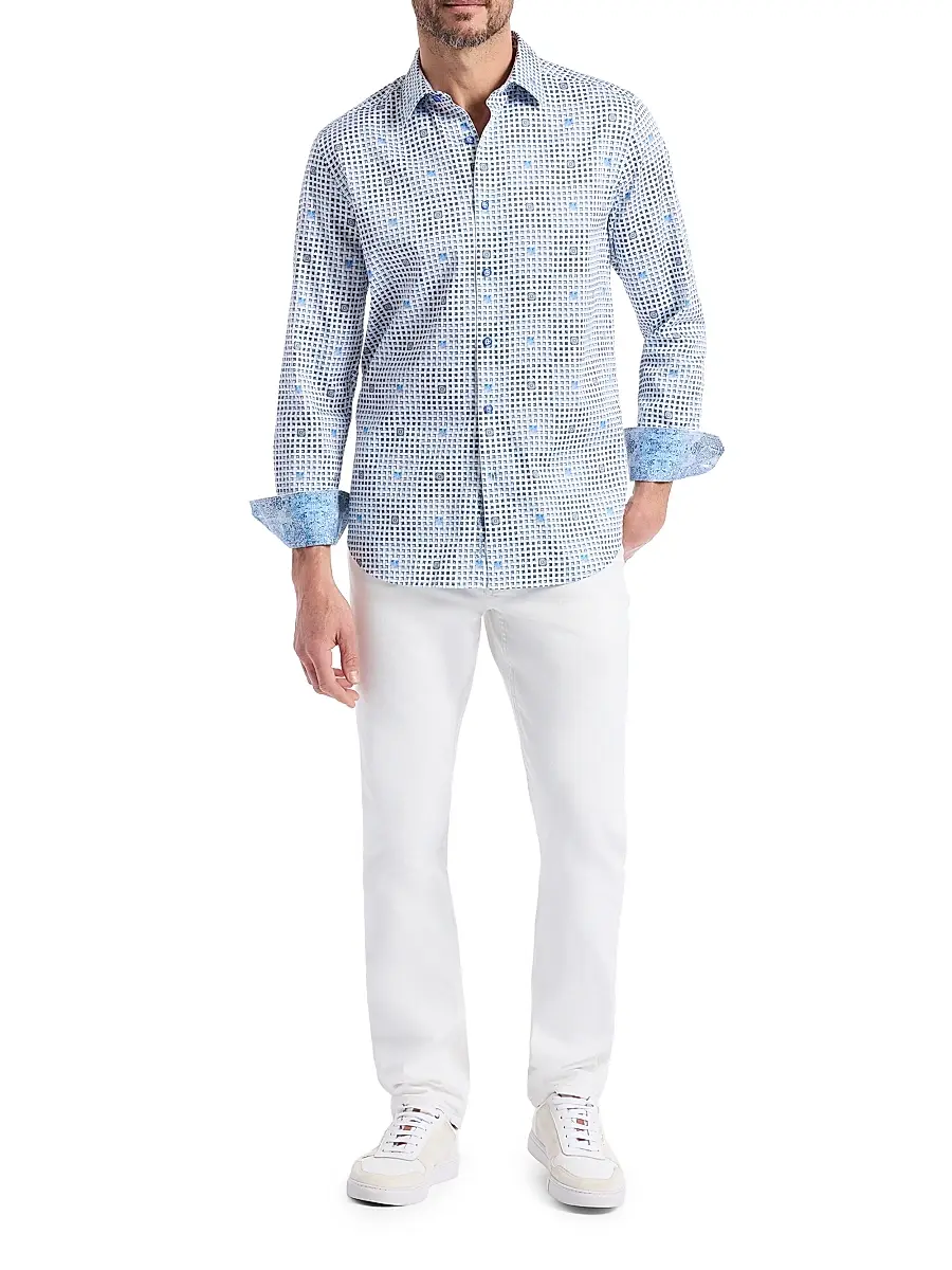 Robert Graham Men's Brentwood Geometric Stretch-Cotton Shirt | Thumbnail 2 Robert Graham Men's Brentwood Geometric Stretch-Cotton Shirt | Thumbnail 2
