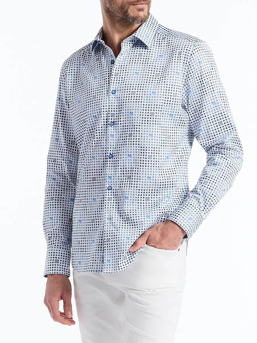 Robert Graham Men's Brentwood Geometric Stretch-Cotton Shirt | Thumbnail 3 Robert Graham Men's Brentwood Geometric Stretch-Cotton Shirt | Thumbnail 3