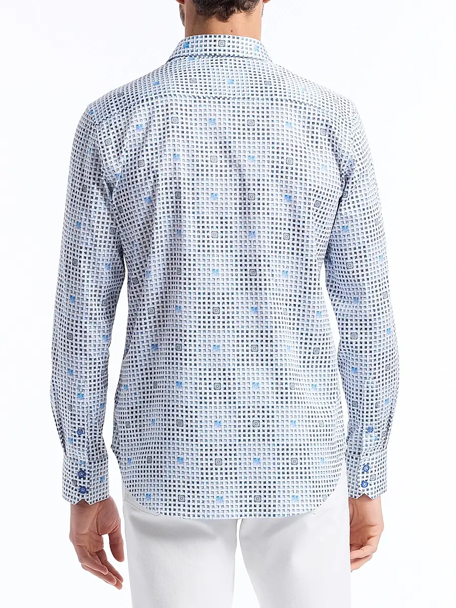 Robert Graham Men's Brentwood Geometric Stretch-Cotton Shirt | Thumbnail 4 Robert Graham Men's Brentwood Geometric Stretch-Cotton Shirt | Thumbnail 4