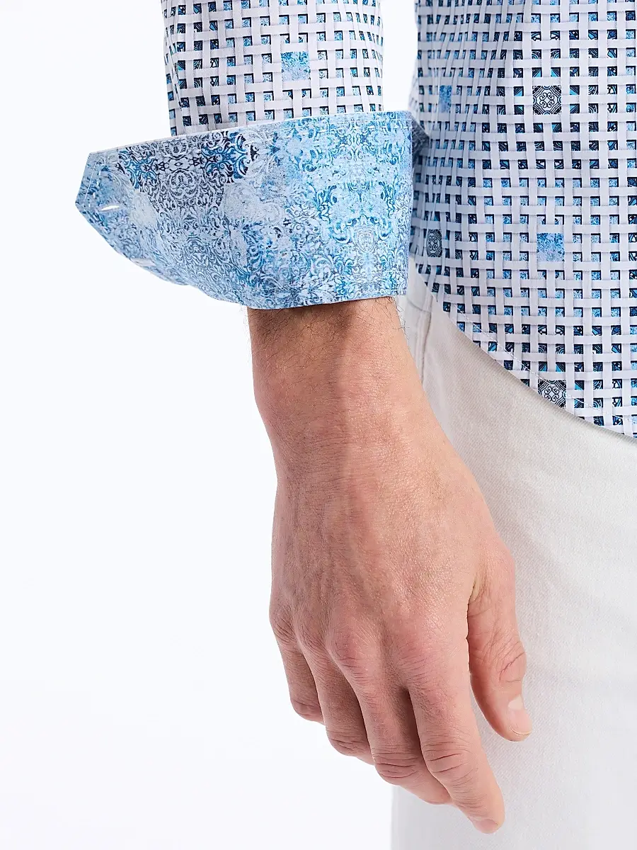 Robert Graham Men's Brentwood Geometric Stretch-Cotton Shirt | Thumbnail 5 Robert Graham Men's Brentwood Geometric Stretch-Cotton Shirt | Thumbnail 5