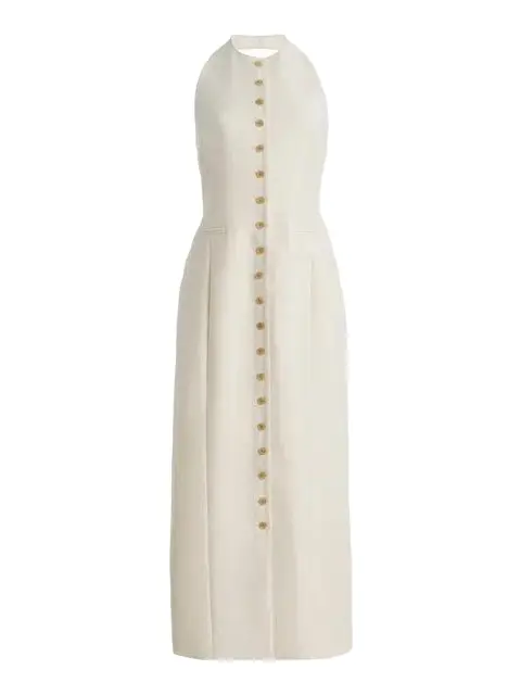Exclusive Sarah Wool-silk Midi Halter Dress In White Exclusive Sarah Wool-silk Midi Halter Dress In White