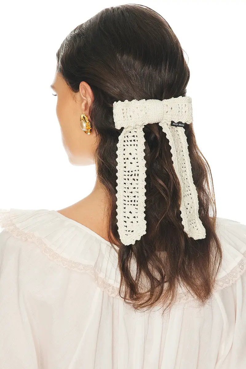 Miu Miu Crochet Filet Bow Beret Hair Clip | Thumbnail 2