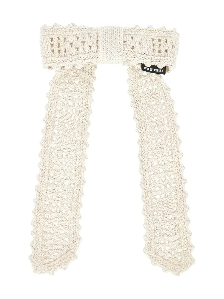Crochet Filet Bow Beret Hair Clip