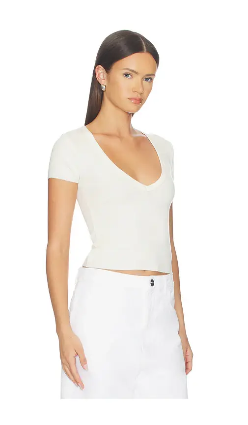 ÉTERNE Short Sleeve V-neck Baby Tee | Thumbnail 2