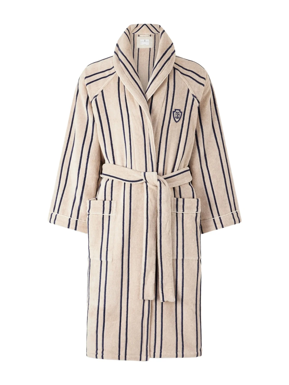 Logo-Appliquéd Striped Cotton-Terry Robe - Men Logo-Appliquéd Striped Cotton-Terry Robe - Men