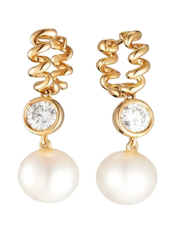 18K Pearl and Diamond Beaching Earrings