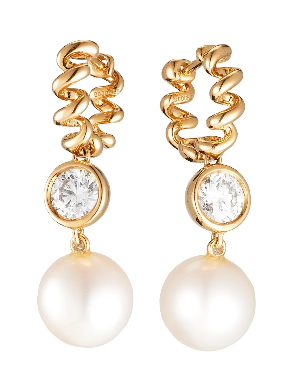 18K Pearl and Diamond Beaching Earrings 18K Pearl and Diamond Beaching Earrings