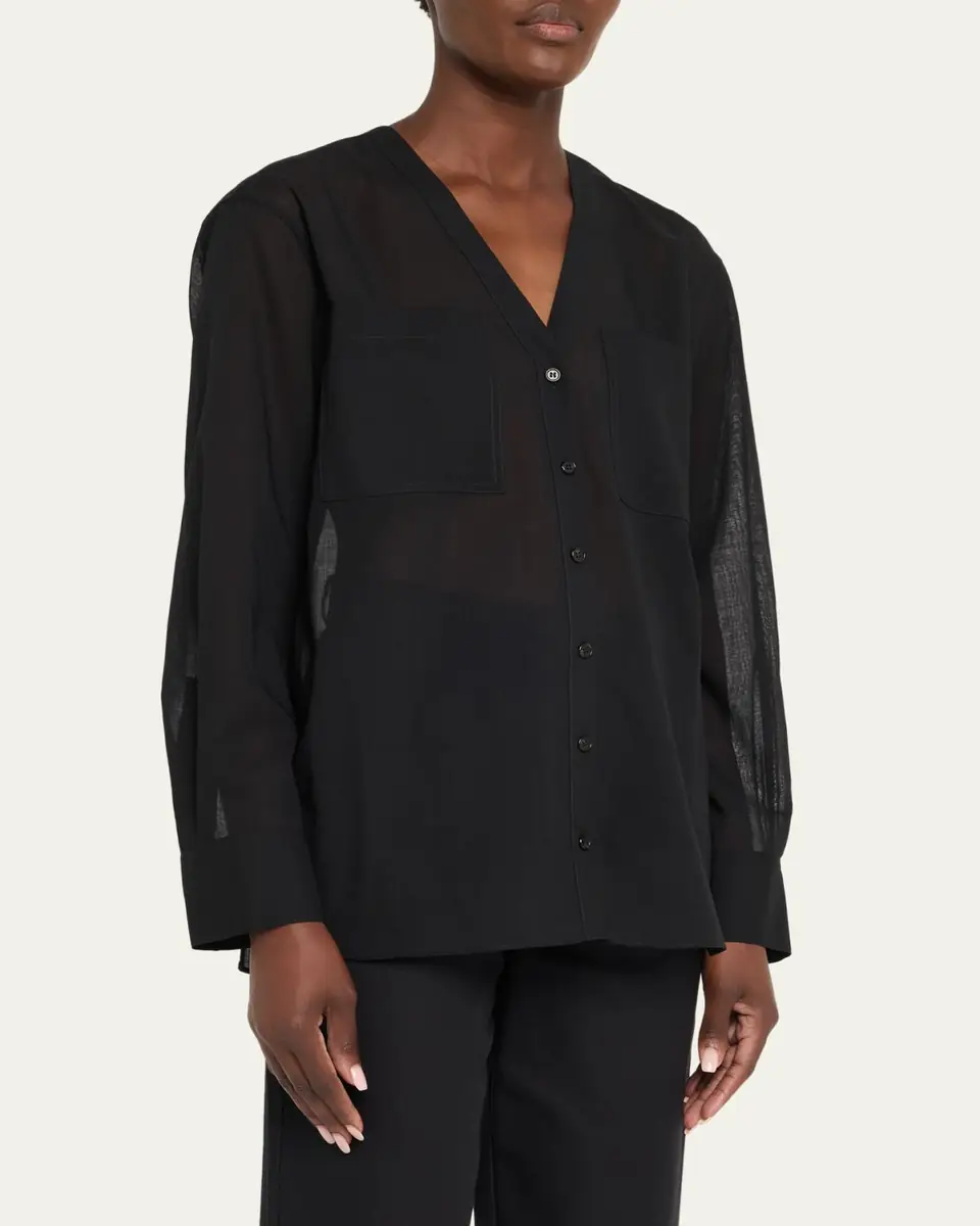 Theory Oversized Lightweight Button-Front Shirt | Thumbnail 4