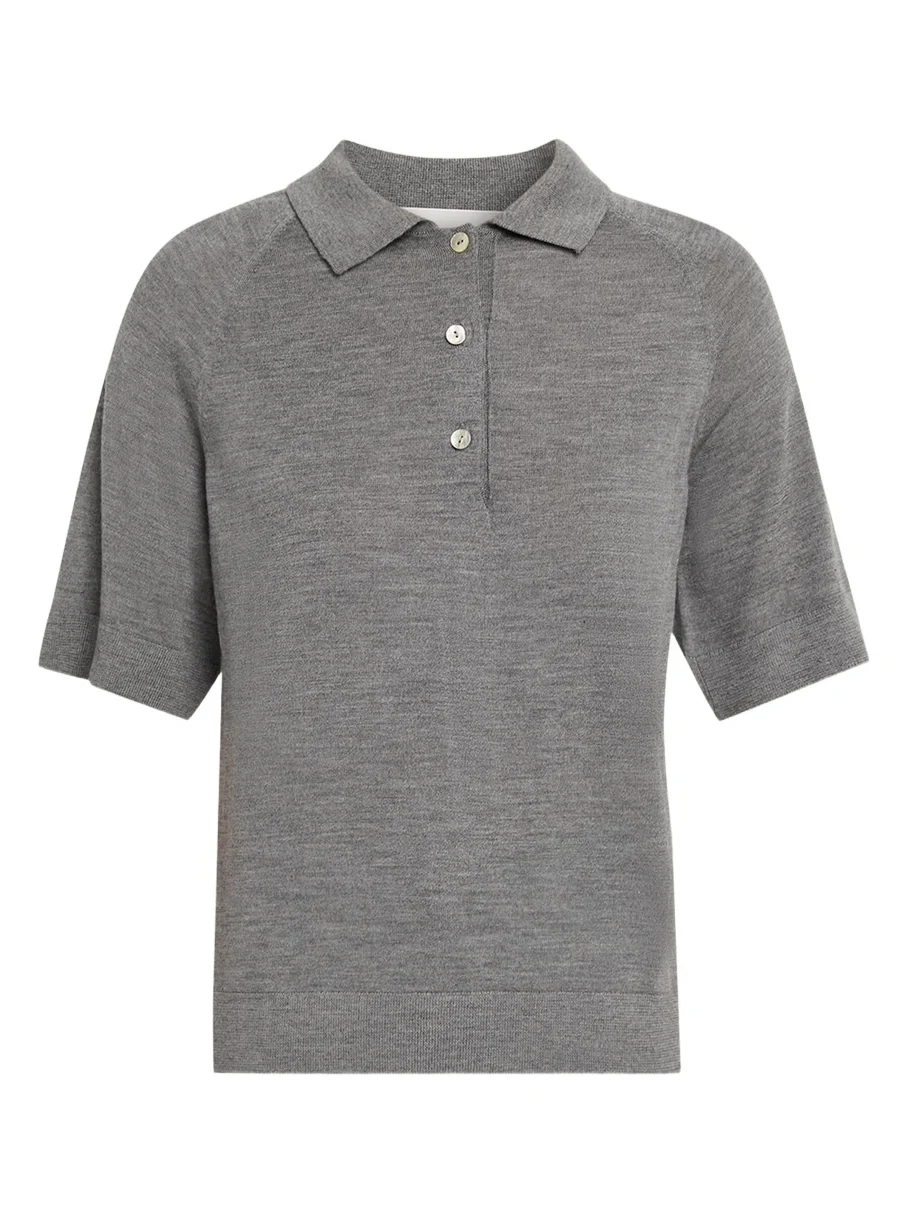 Nackiyé Cashmere-Silk Polo Knit Top