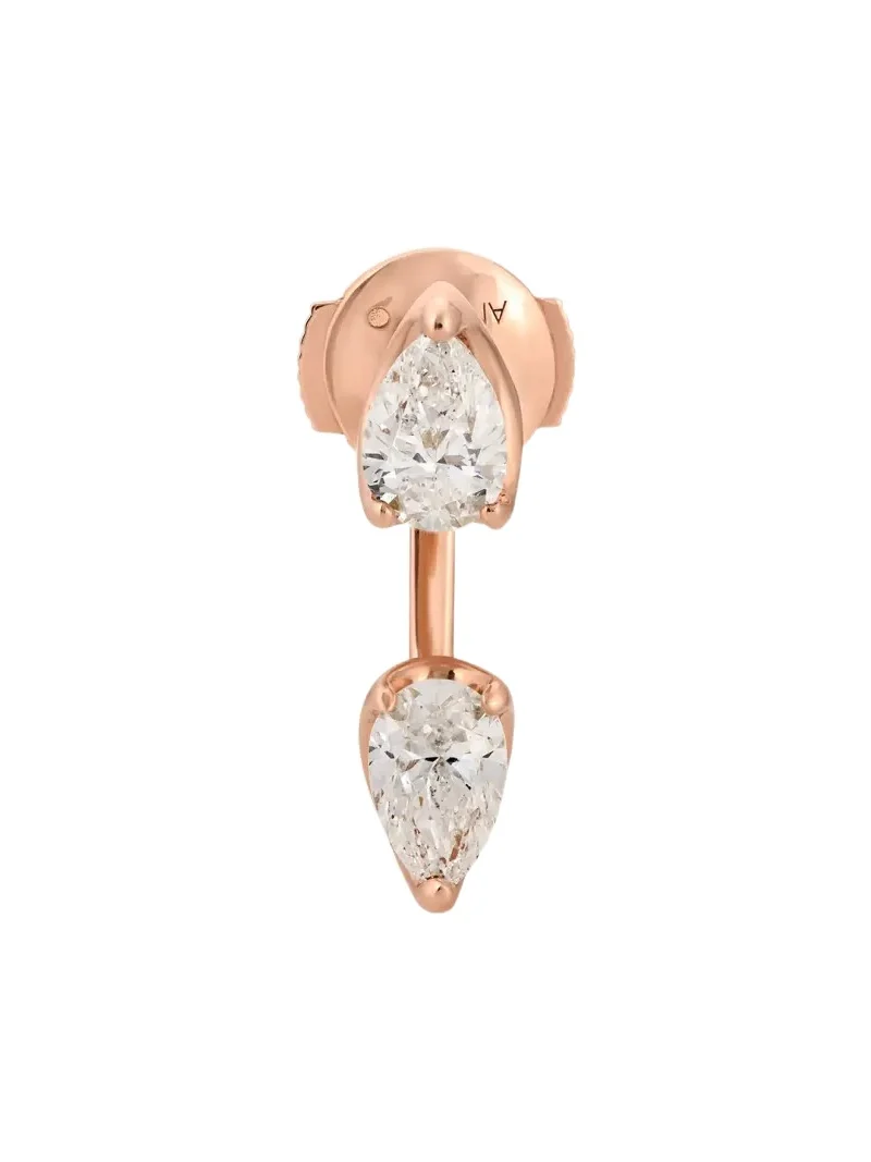 18K Rose Gold Large Pear Diamond Orbit Earring, Single 18K Rose Gold Large Pear Diamond Orbit Earring, Single