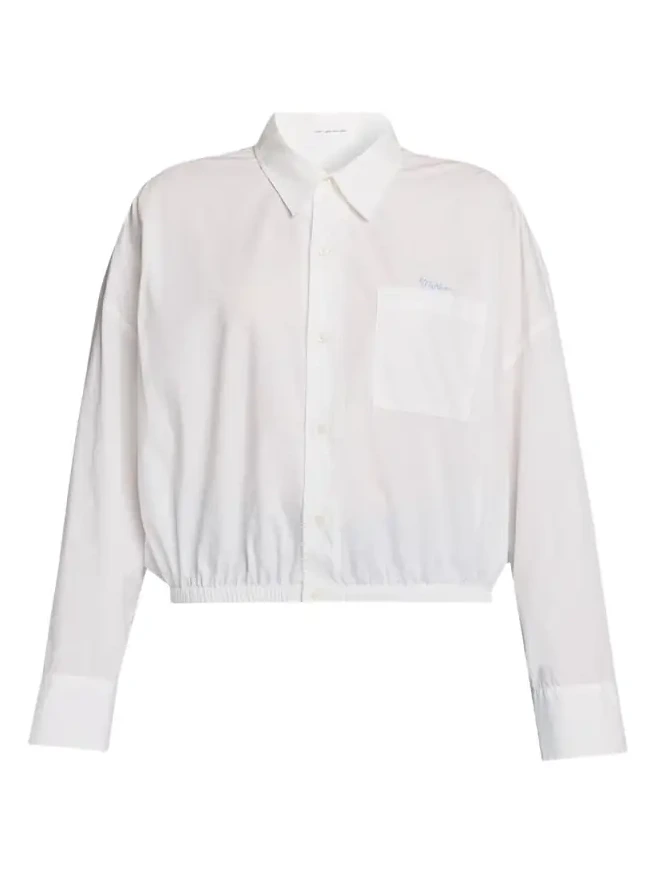 The Scrunchie Frenchie Cropped Button-Front Shirt