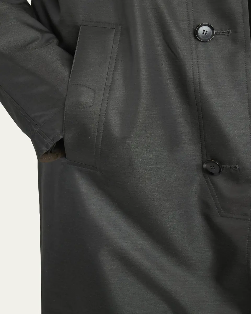 Brioni Men's Reversible Cotton and Silk Car Coat | Thumbnail 5