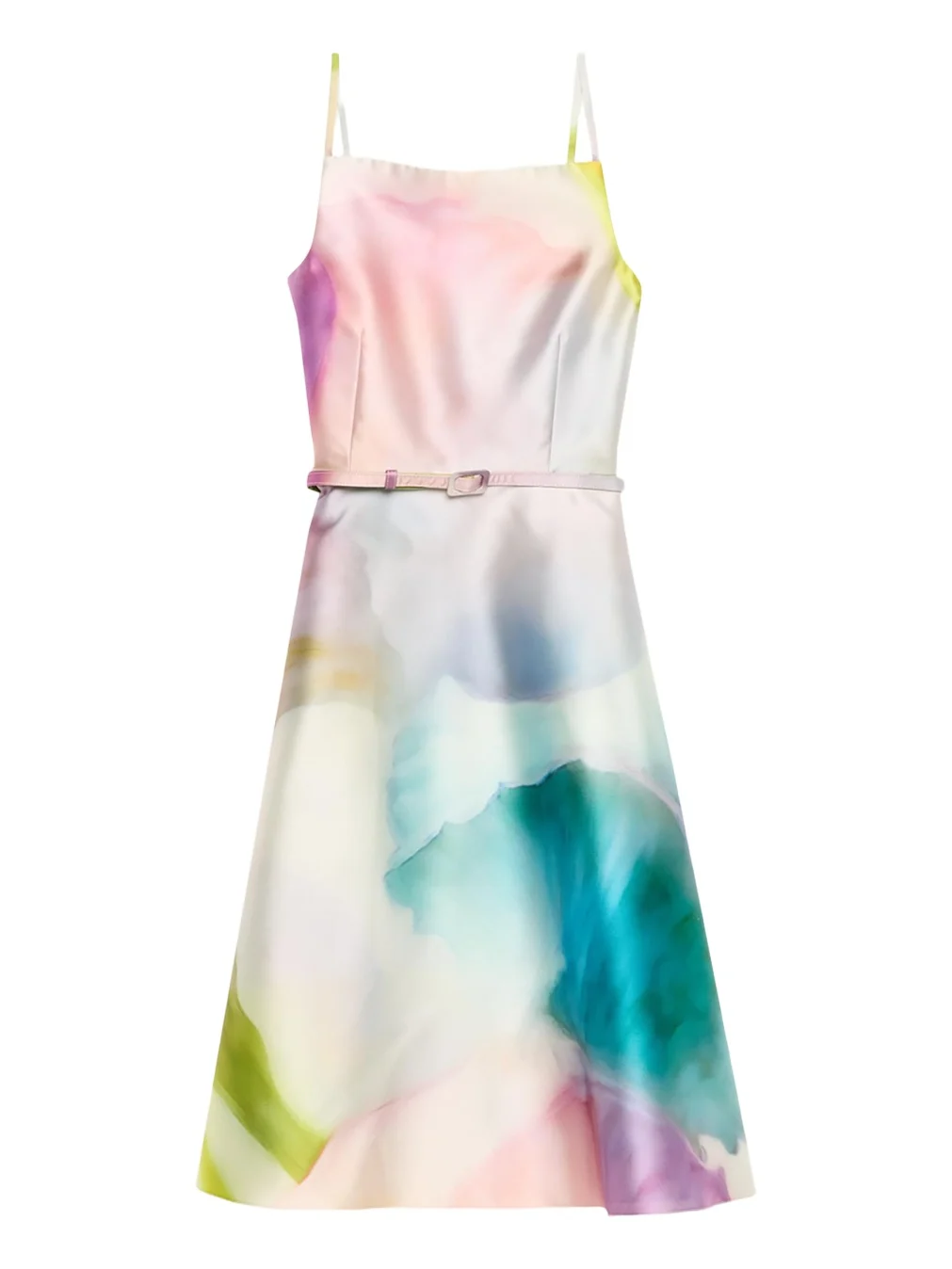 Square-Neck Sleeveless Satin Belted Mini Dress Square-Neck Sleeveless Satin Belted Mini Dress