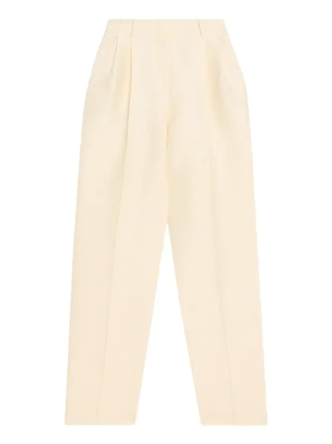 PRABAL GURUNG Carrot Silk Pleated Straight-Leg Trousers