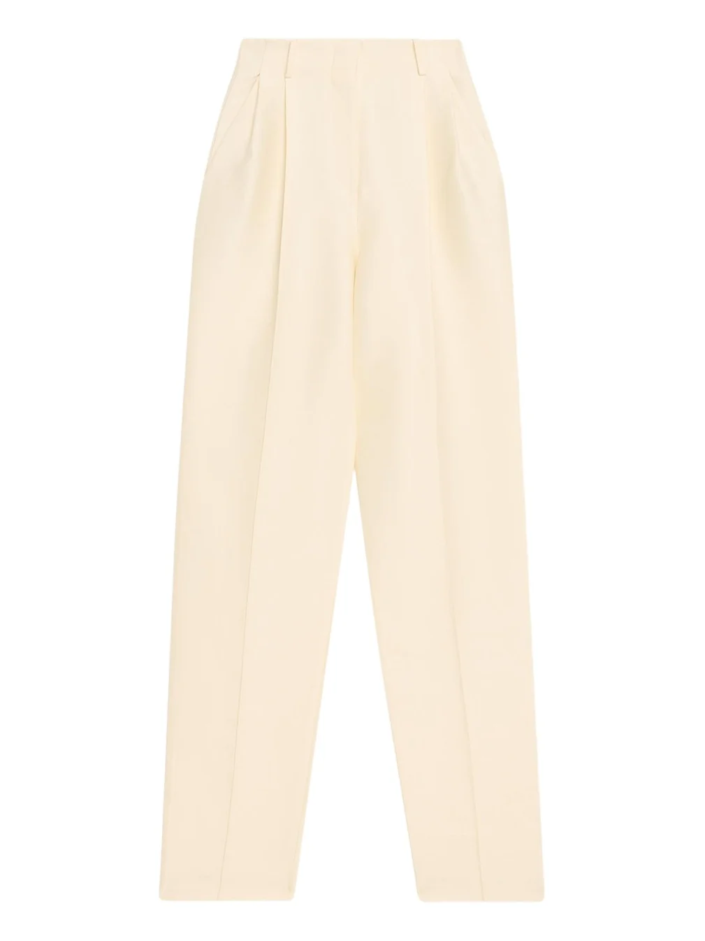 Carrot Silk Pleated Straight-Leg Trousers
