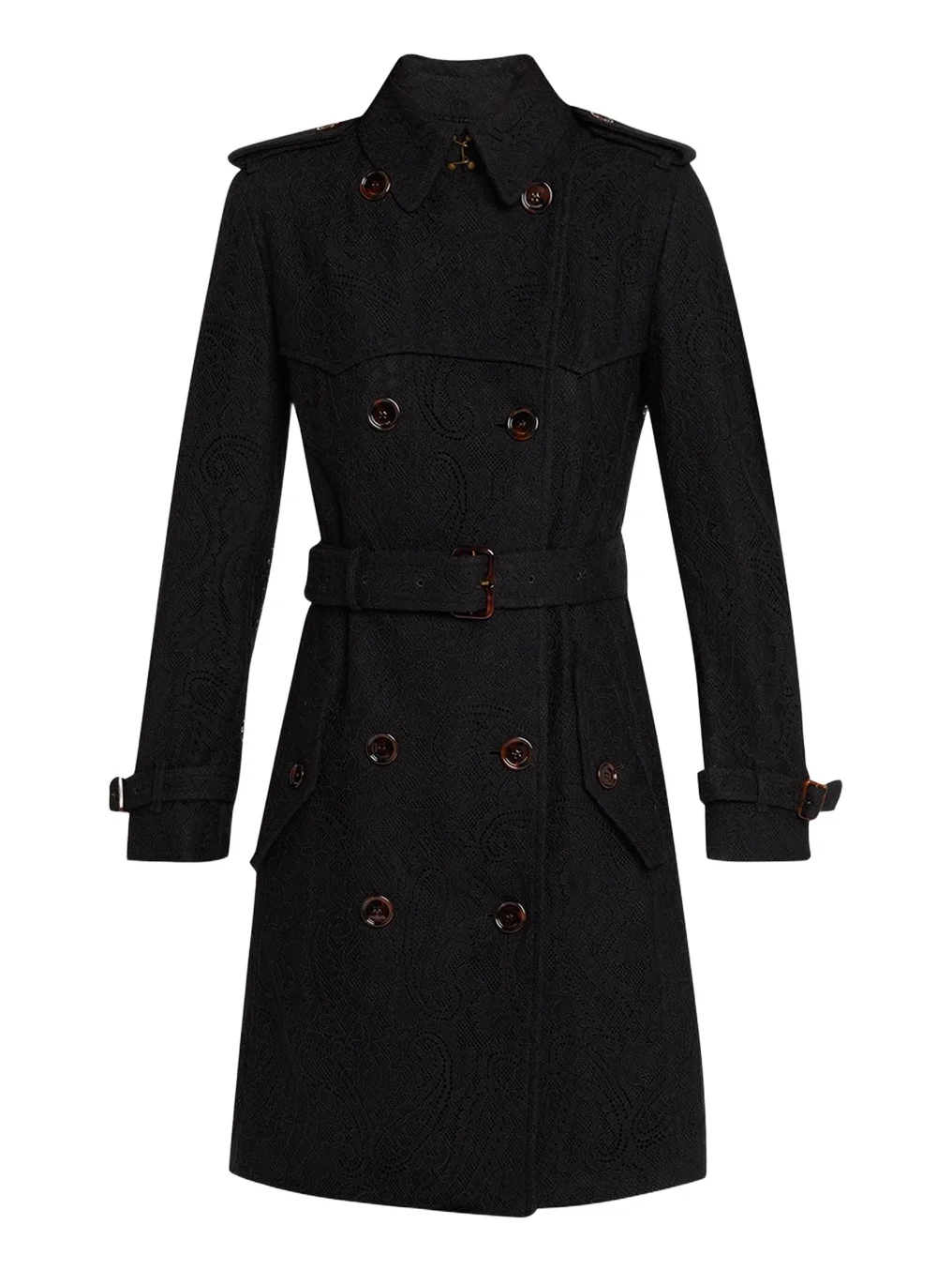 Foxfield Lace Double-Breasted Short Trench Jacket