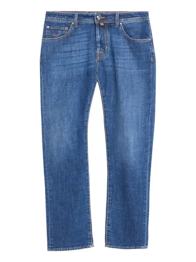 Men's Slim Straight-Leg Medium-Wash Denim Jeans
