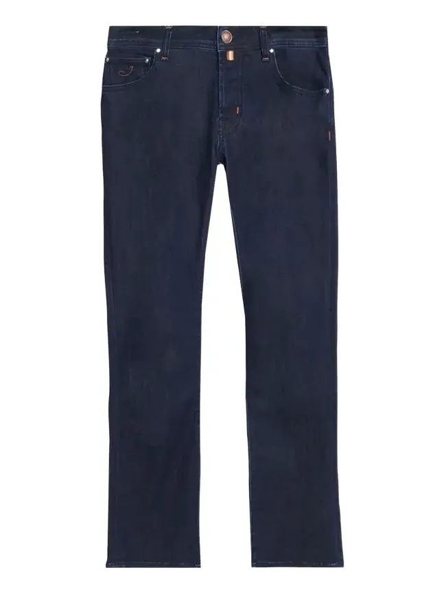 Men's Slim Straight-Leg Dark-Wash Denim Jeans