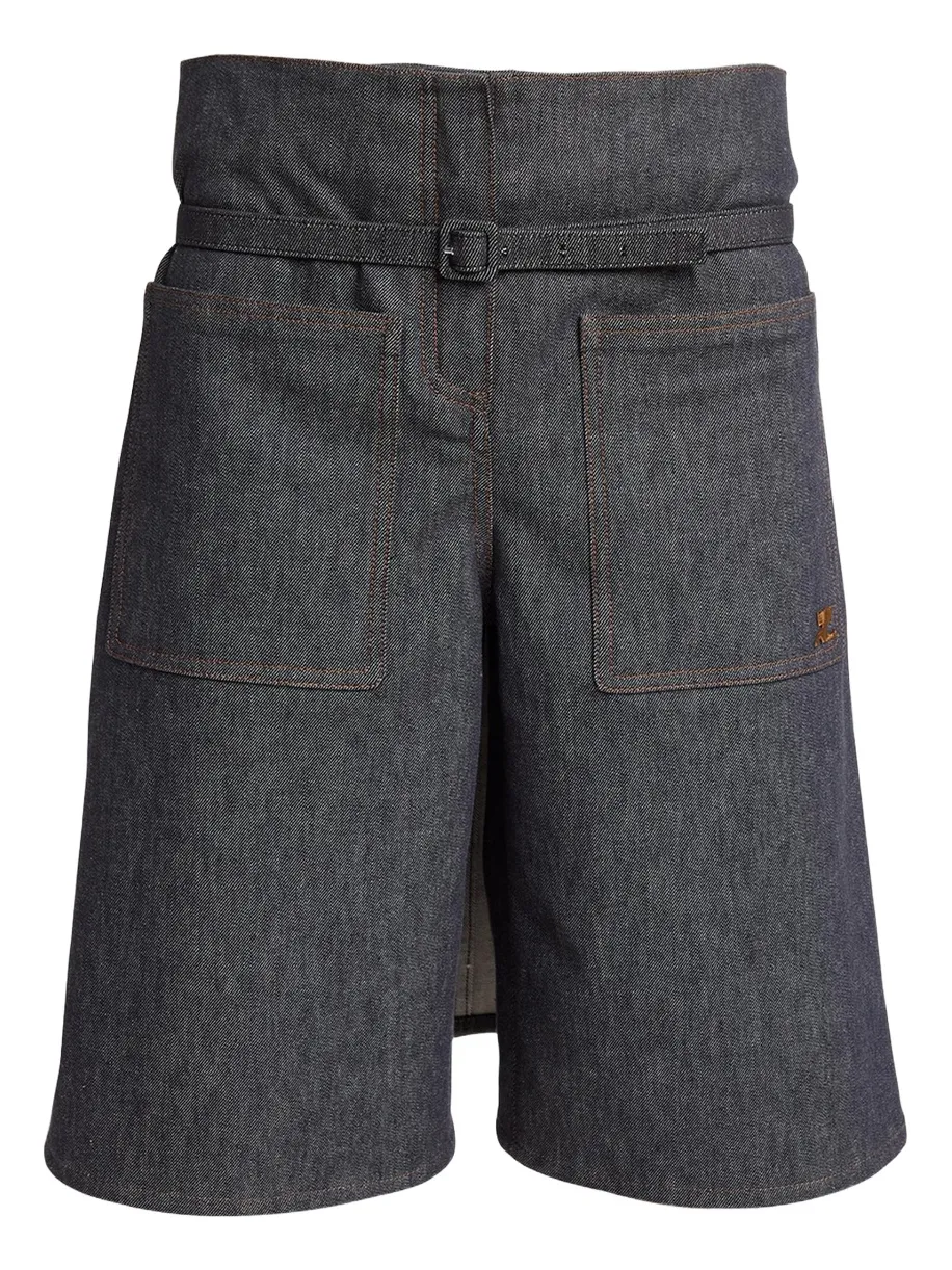 Courrèges Denim Back Panel Bermuda Shorts With Belt