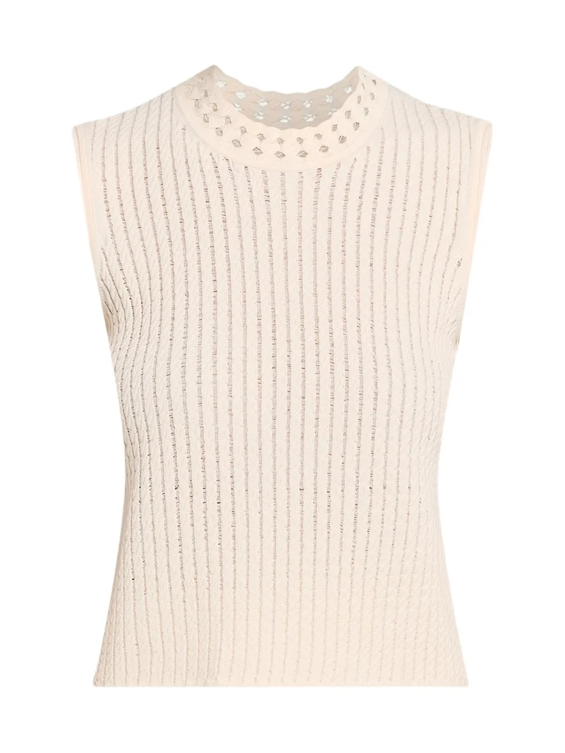 Openwork Cable Knit Sleeveless Sweater Openwork Cable Knit Sleeveless Sweater