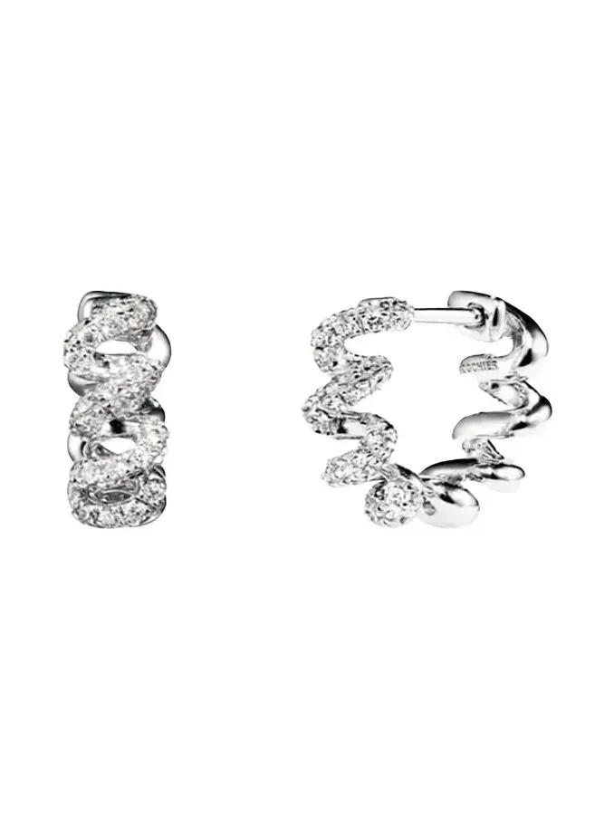 18K Gold Diamond Slinkee Huggie Earrings