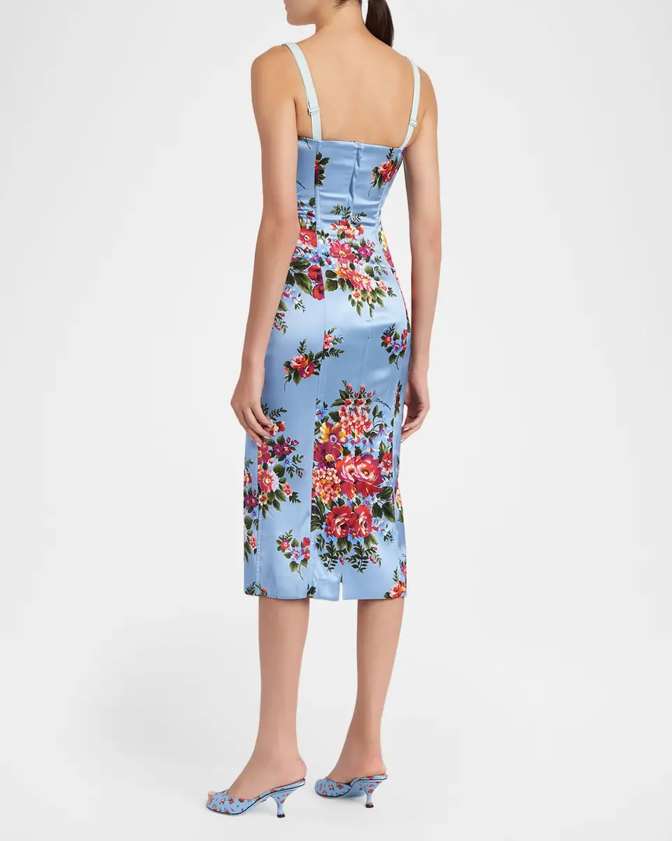Dolce & Gabbana Floral Satin Bustier Midi Dress | Thumbnail 3 Dolce & Gabbana Floral Satin Bustier Midi Dress | Thumbnail 3