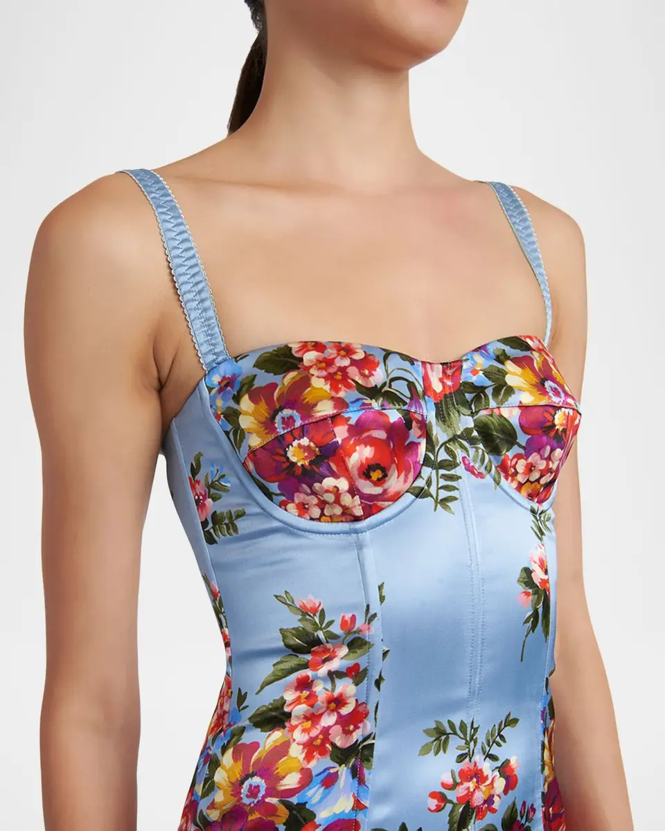 Dolce & Gabbana Floral Satin Bustier Midi Dress | Thumbnail 5 Dolce & Gabbana Floral Satin Bustier Midi Dress | Thumbnail 5