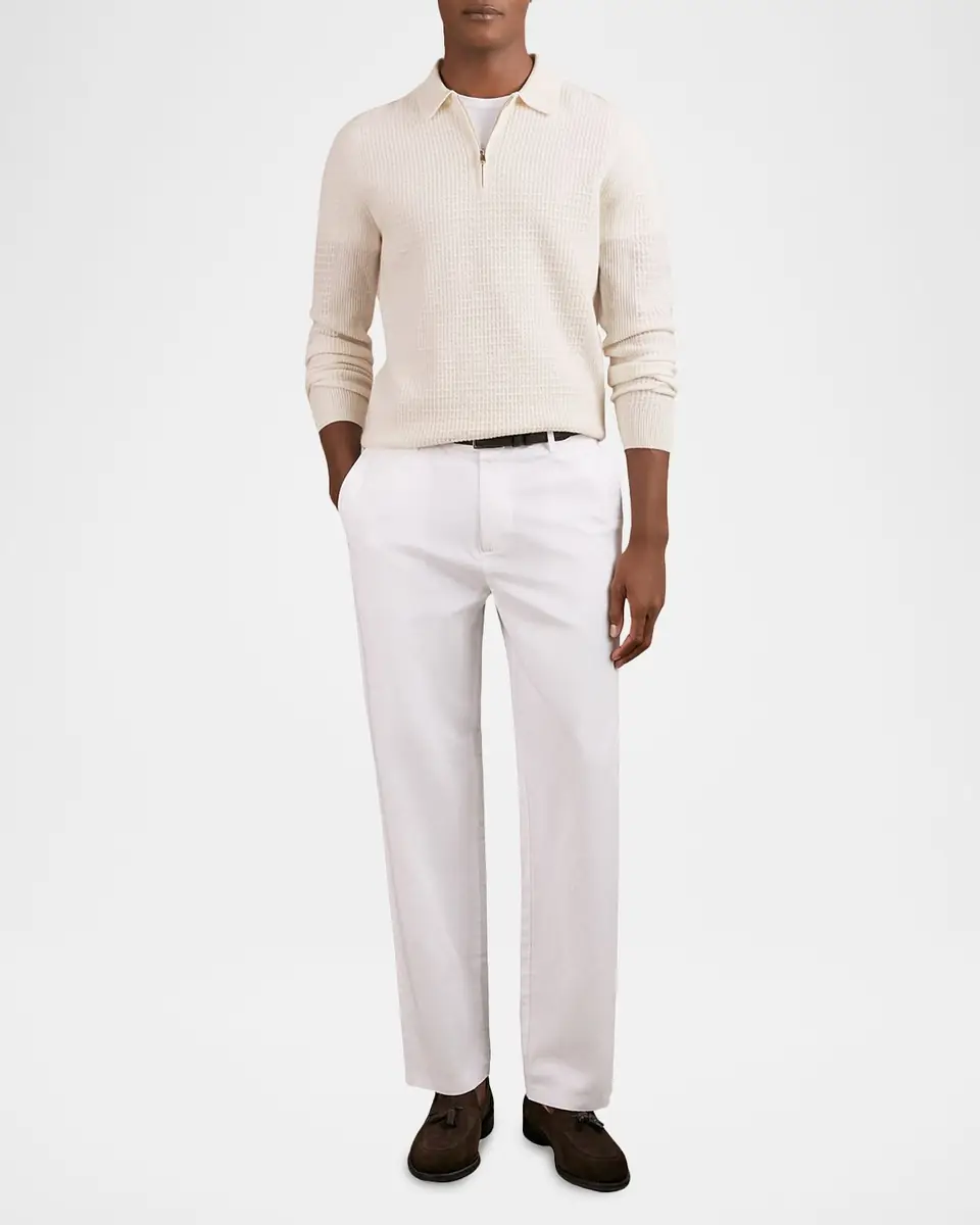 Reiss Men's Hamilton Wool Waffle-Knit Half-Zip Polo Shirt | Thumbnail 2 Reiss Men's Hamilton Wool Waffle-Knit Half-Zip Polo Shirt | Thumbnail 2