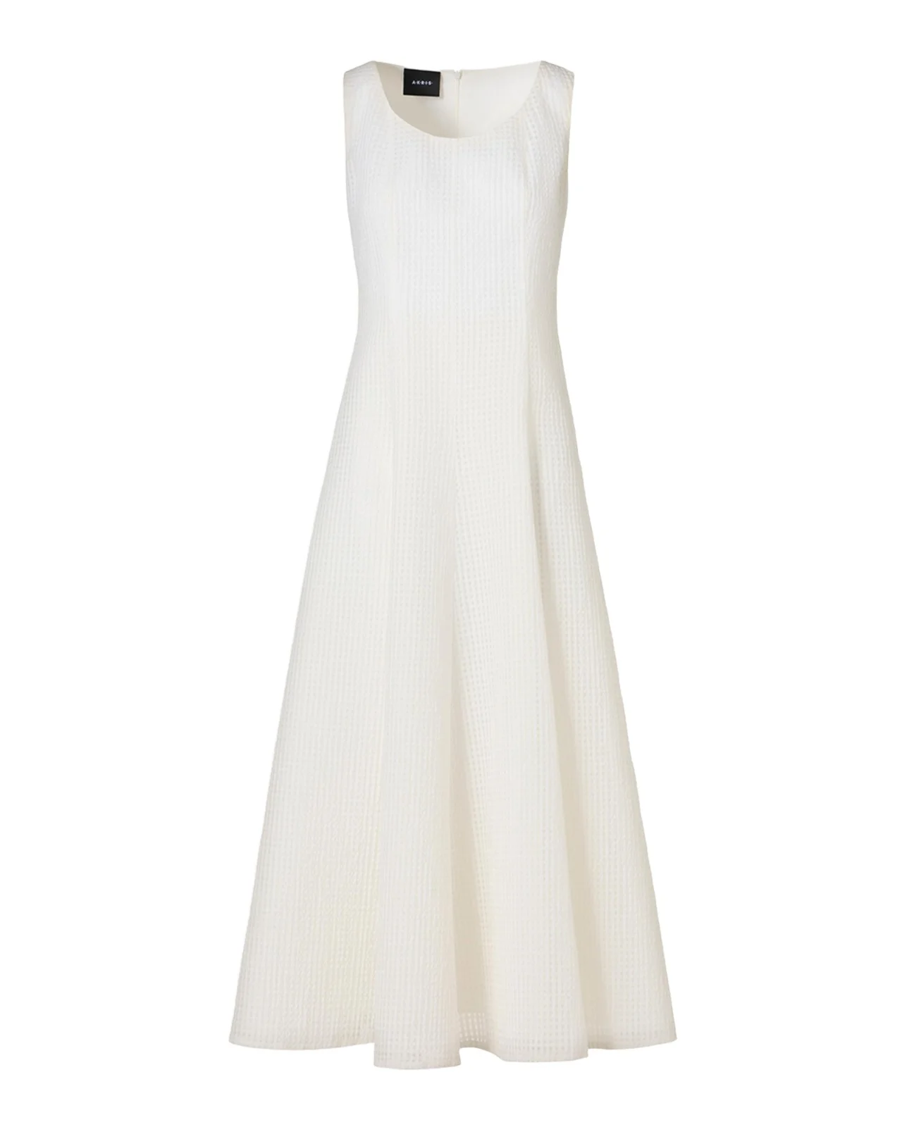 Grid Seersucker Sleeveless Midi Dress Grid Seersucker Sleeveless Midi Dress