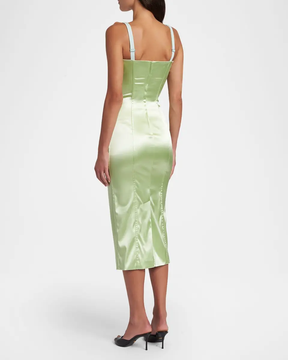 Dolce & Gabbana Corset Satin Stretch Longuette Midi Dress | Thumbnail 3