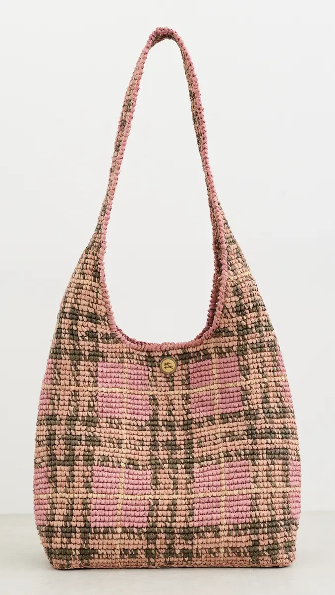 Burberry Margate Hobo Raffia Bag Pink One Size | Thumbnail 2