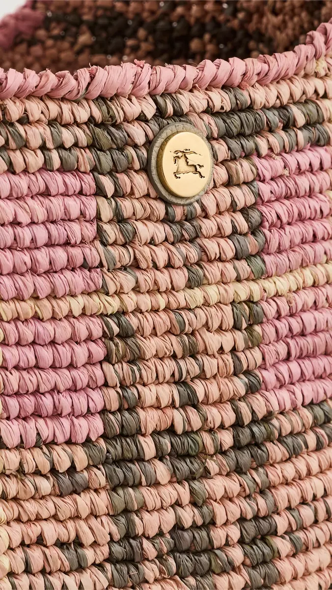 Burberry Margate Hobo Raffia Bag Pink One Size | Thumbnail 5