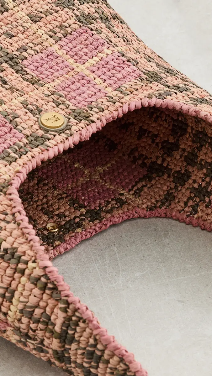Burberry Margate Hobo Raffia Bag Pink One Size | Thumbnail 6