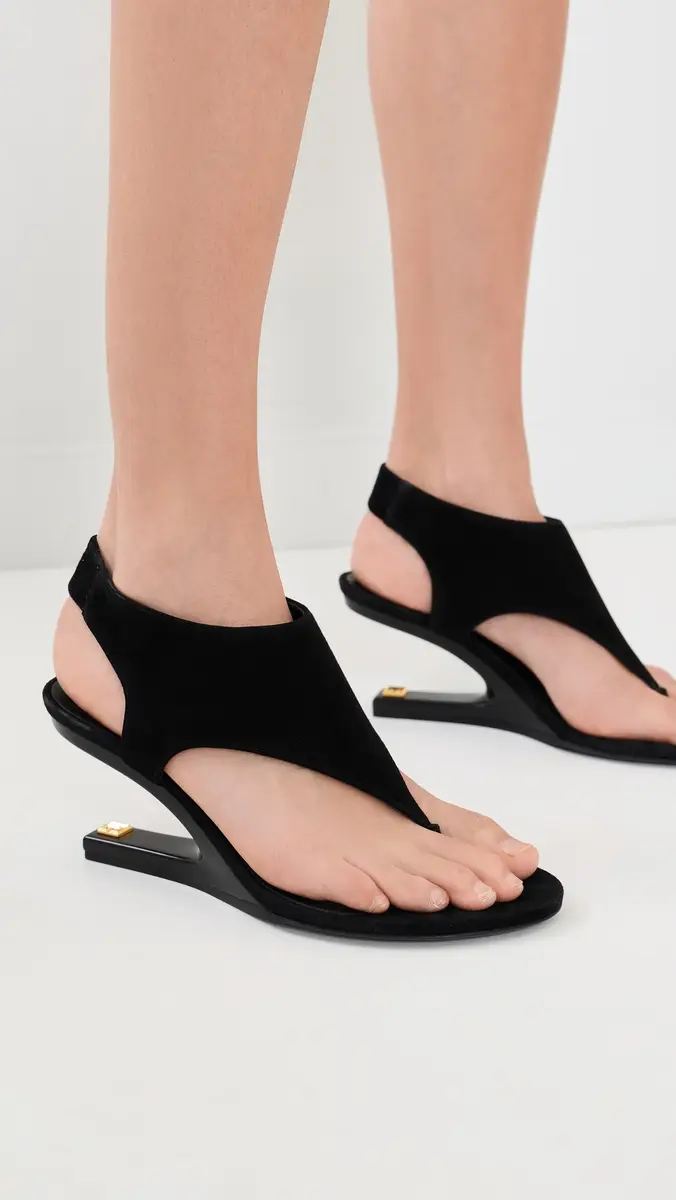 Balmain No Wedge Suede Sandals 0PA Noir | Thumbnail 3 Balmain No Wedge Suede Sandals 0PA Noir | Thumbnail 3