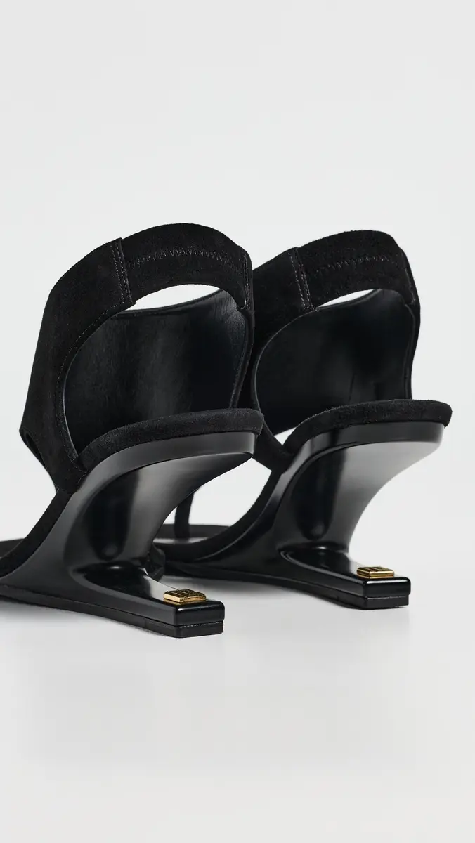 Balmain No Wedge Suede Sandals 0PA Noir | Thumbnail 4 Balmain No Wedge Suede Sandals 0PA Noir | Thumbnail 4