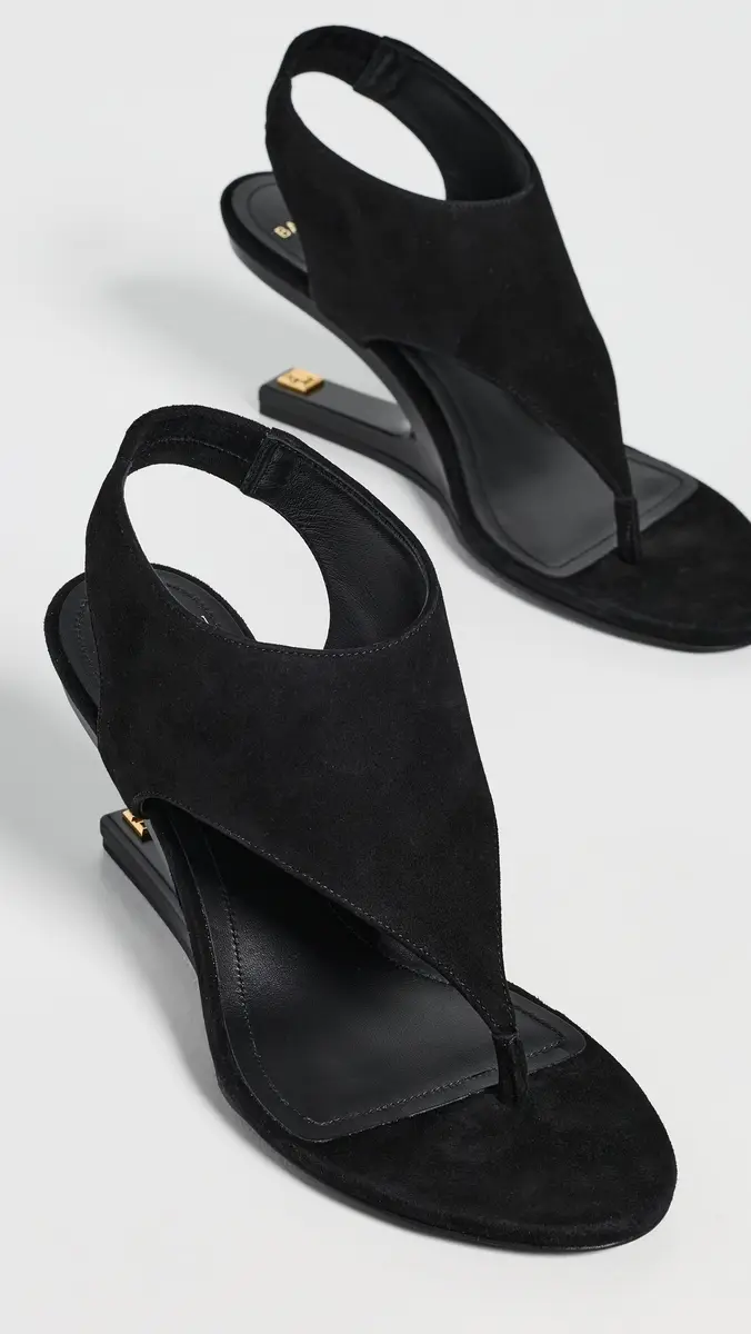 Balmain No Wedge Suede Sandals 0PA Noir | Thumbnail 5 Balmain No Wedge Suede Sandals 0PA Noir | Thumbnail 5