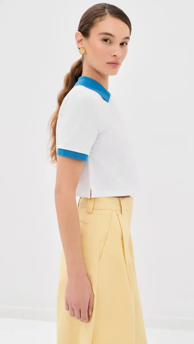 Versace Medusa Embroidery Cropped Pique Polo | Thumbnail 4