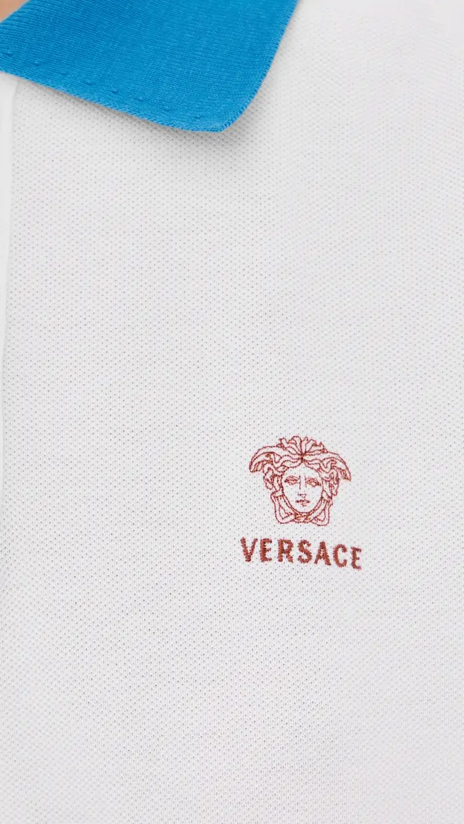 Versace Medusa Embroidery Cropped Pique Polo | Thumbnail 6