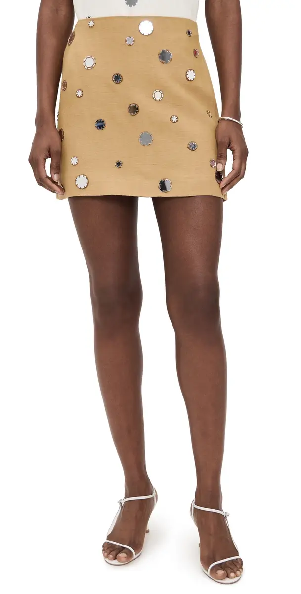 Tanya Taylor Ari Skirt Dark Khaki | Image 1 Tanya Taylor Ari Skirt Dark Khaki | Image 1