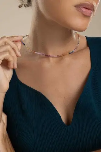 LIZZIE FORTUNATO FINE Shaded Pastel Sapphire Tiny Beaded Necklace | Thumbnail 3